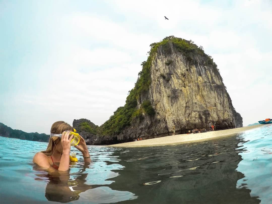 halong bay vietnam beach swim