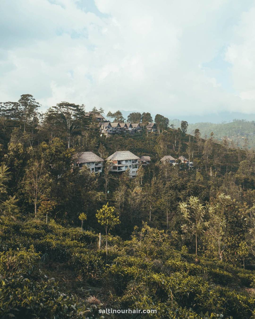 little Adams Peak, with 98 Acres Resort Sri Lanka offering serene views under a cloudy sky.