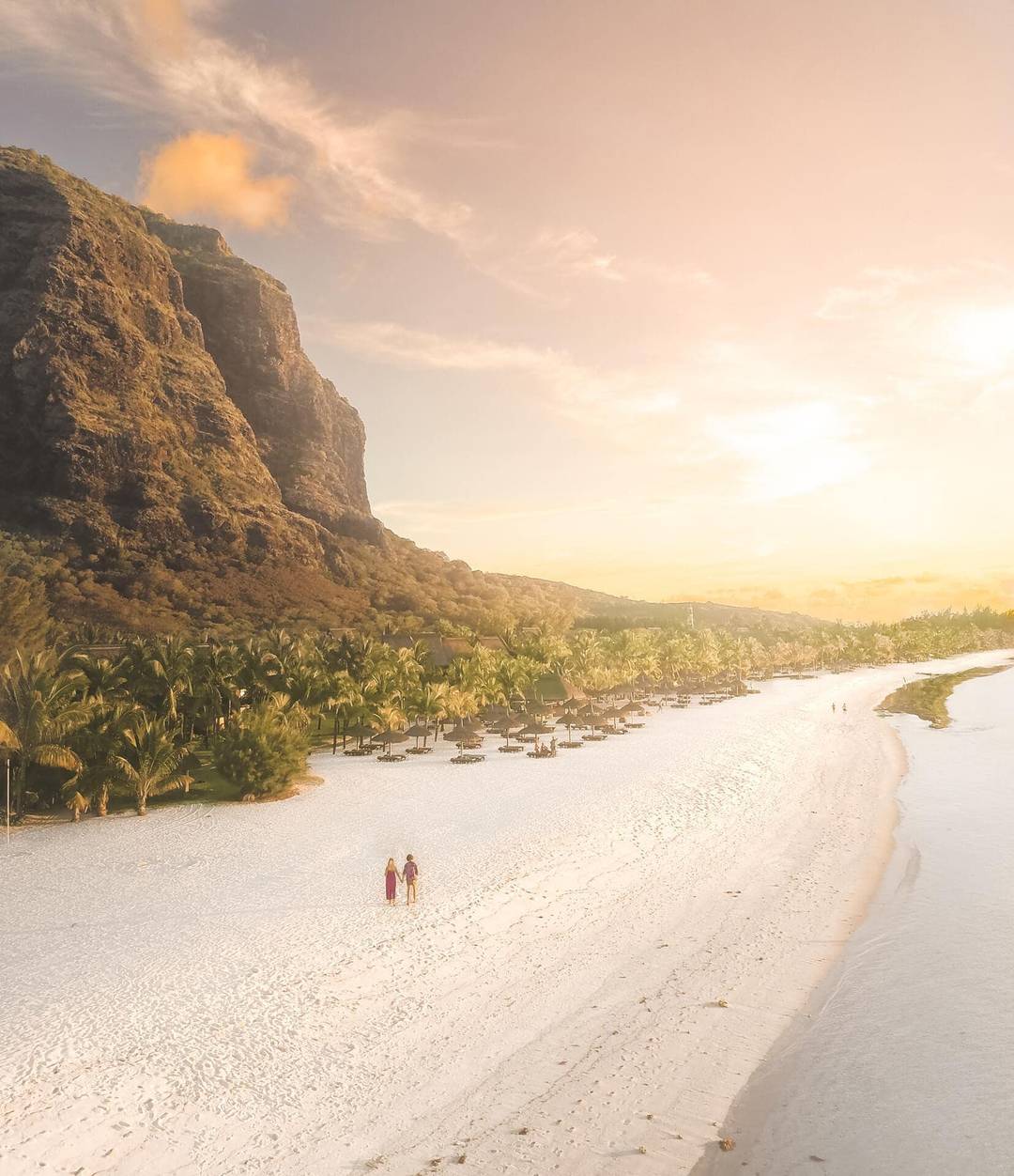 Beautiful resort mauritius beach drone