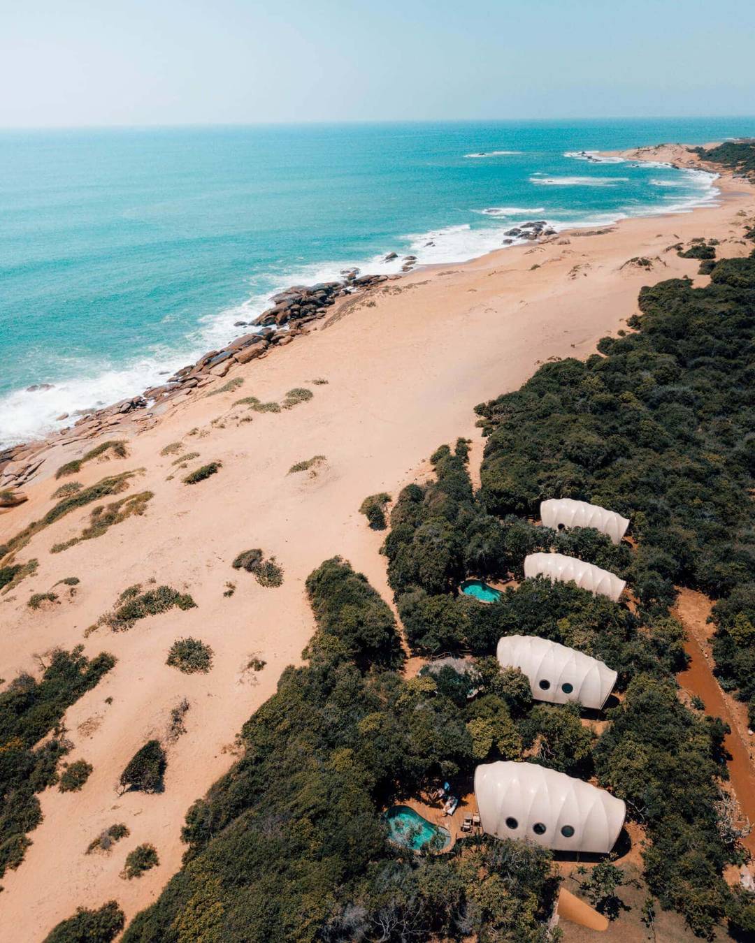 yala national park wild coast tented pool lodge drone of accommodation, beach, and the ocean