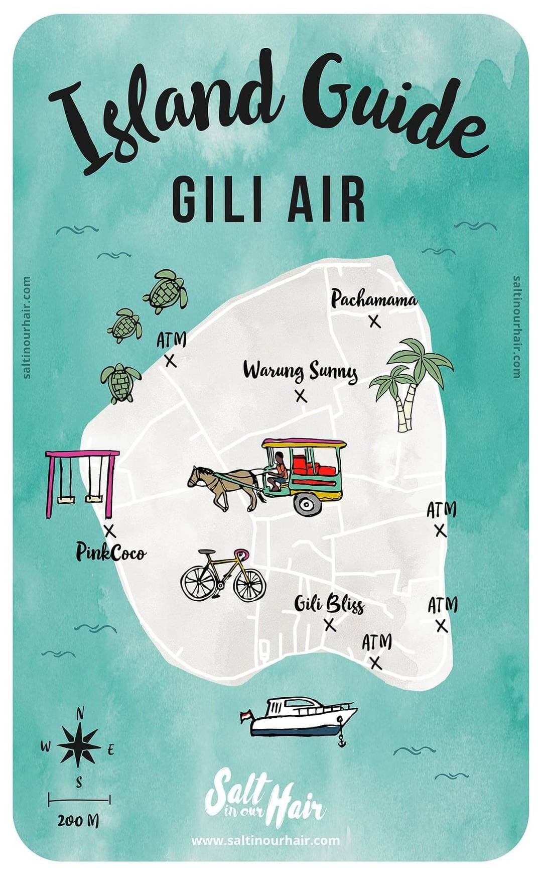 things to do gili air island map
