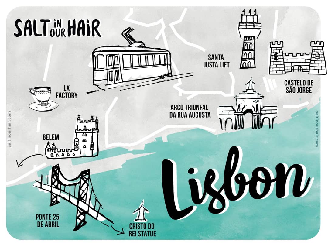 bezienswaardigheden lissabon kaart portugal