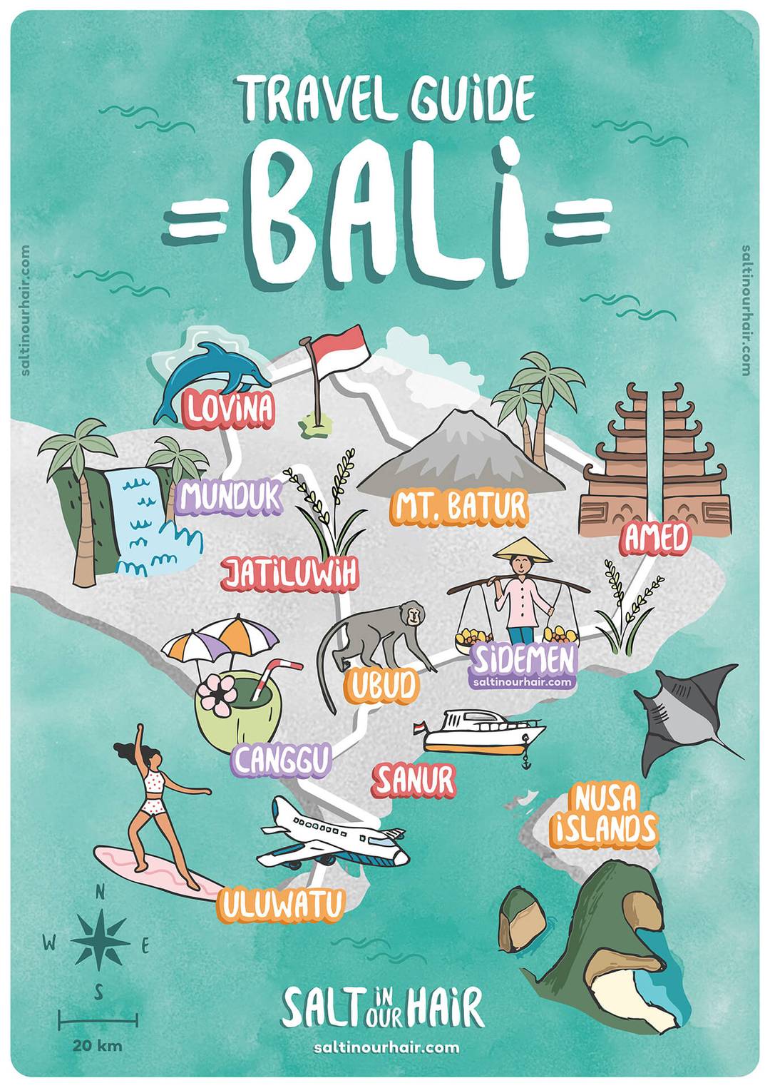 map Bali itinerary 3 weeks