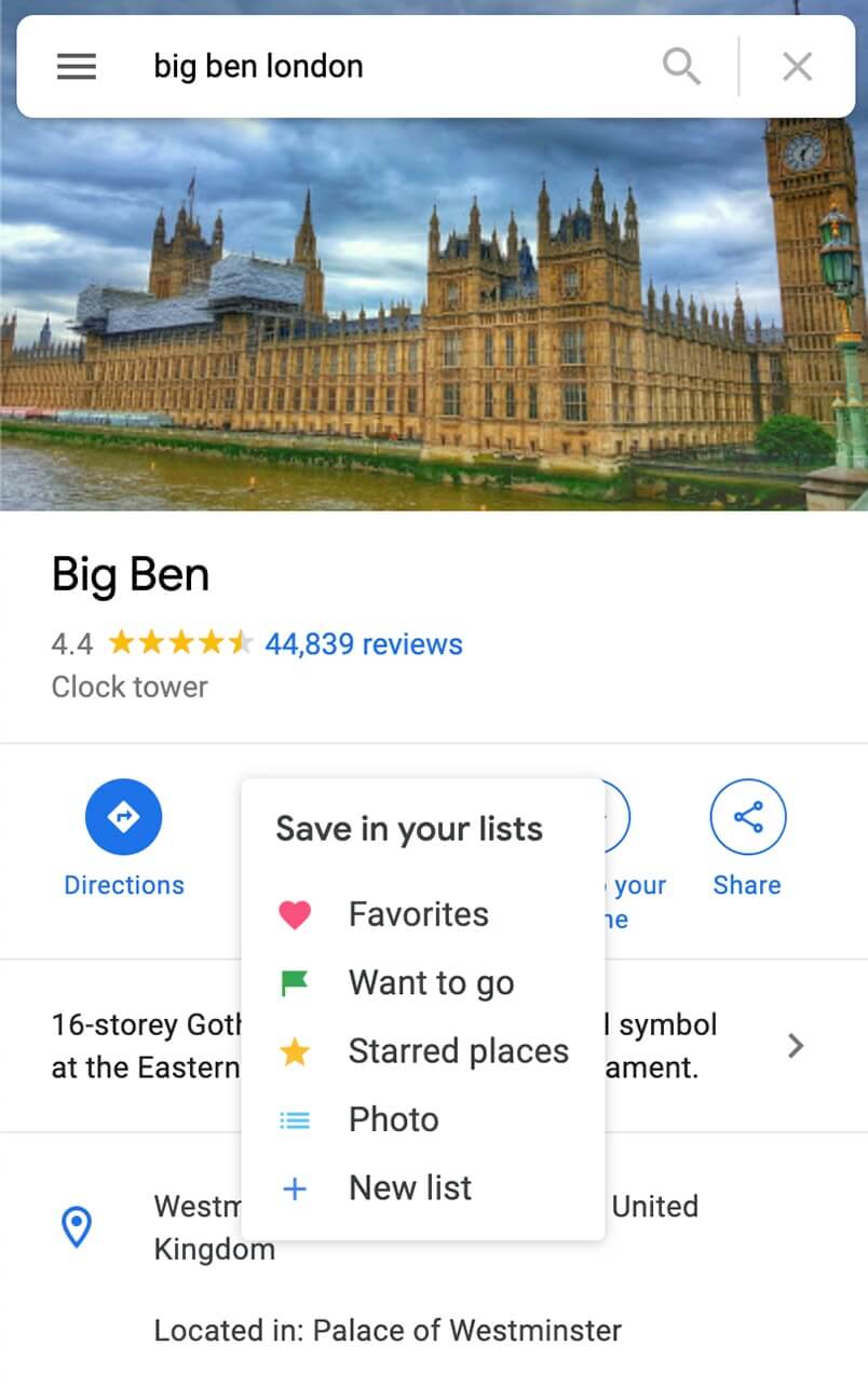 plan trip save google maps