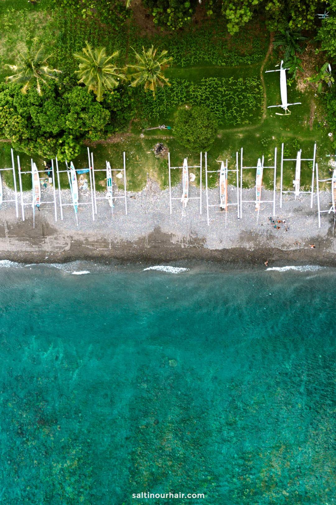 drone shot beach amed bali