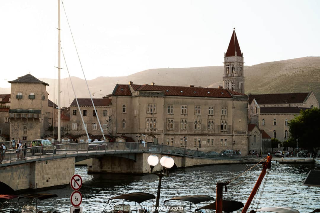 river trogir croatia church sunset