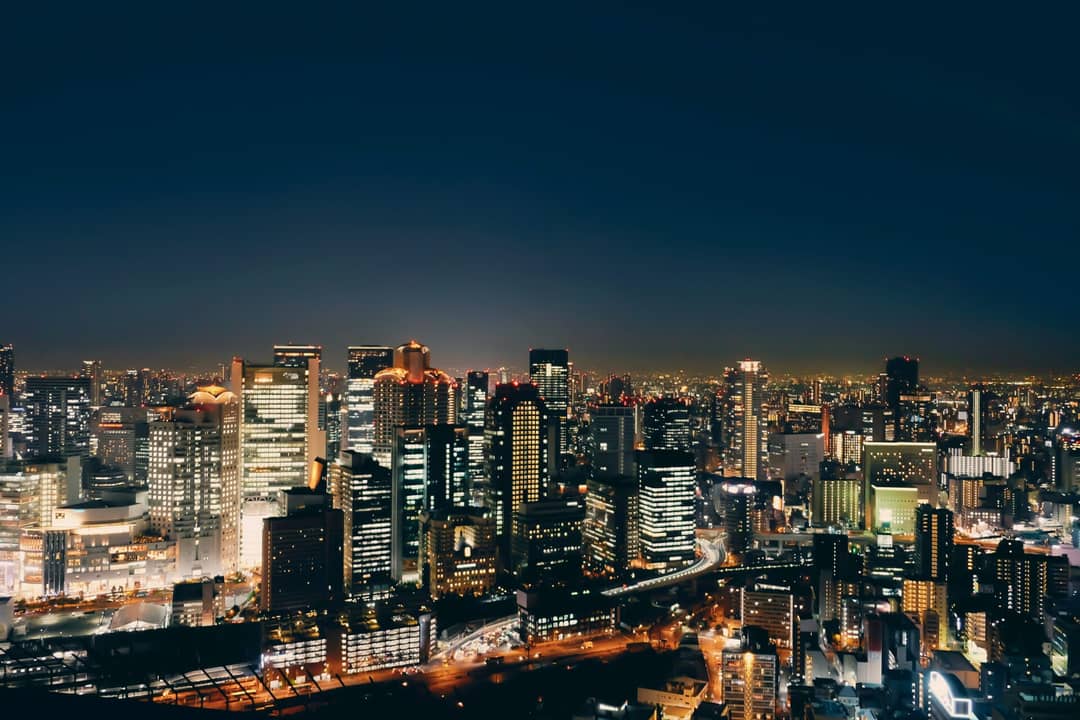 night view osaka japan
