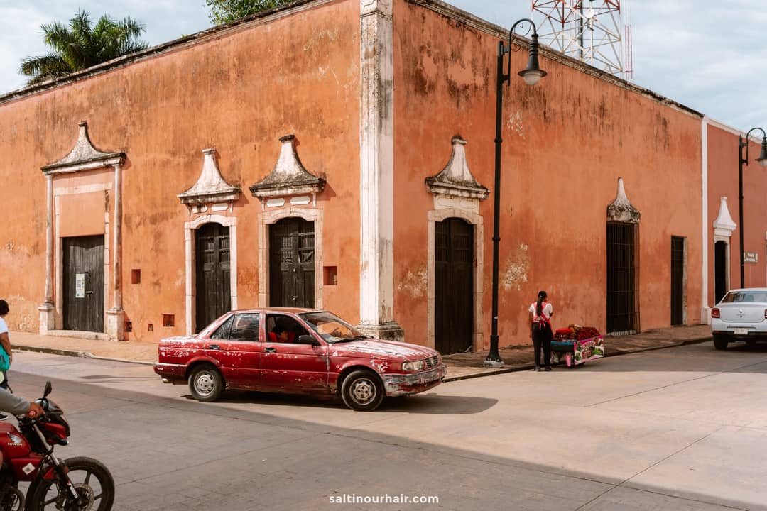 street Valladolid renting a car in Mexico