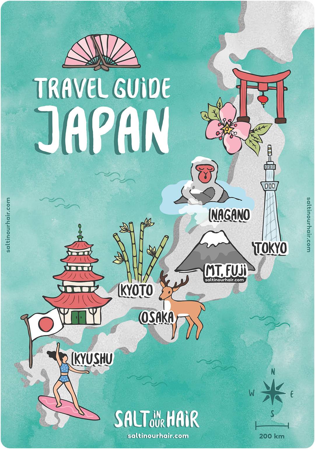 Japan 3-week itinerary graphic map