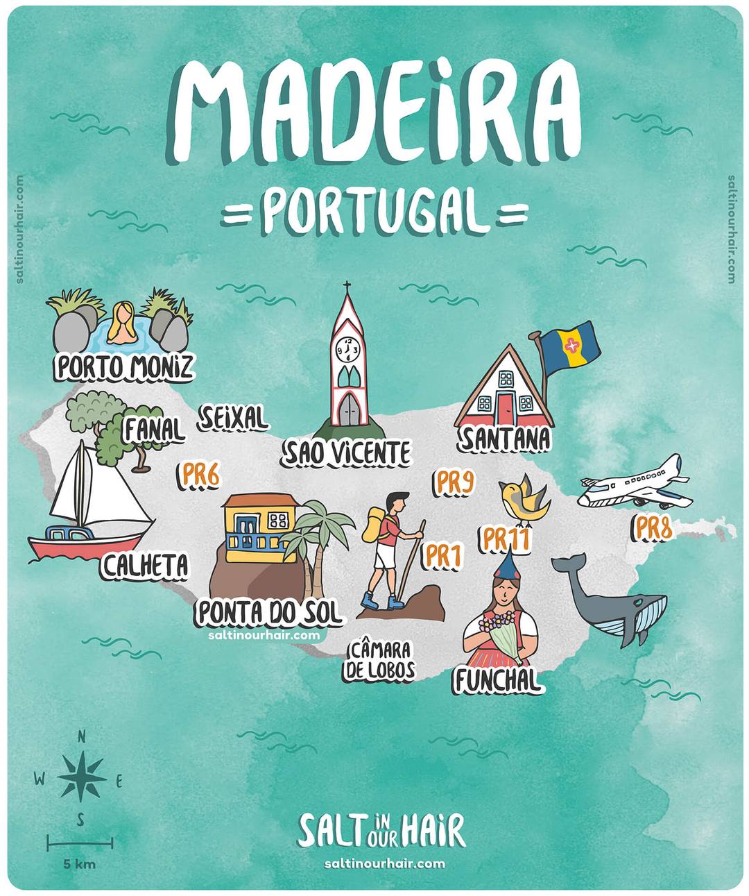 madeira graphic map illustrations