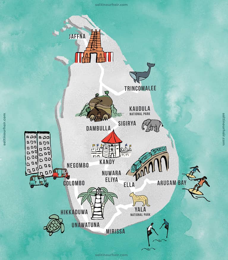 Kaart van Sri Lanka