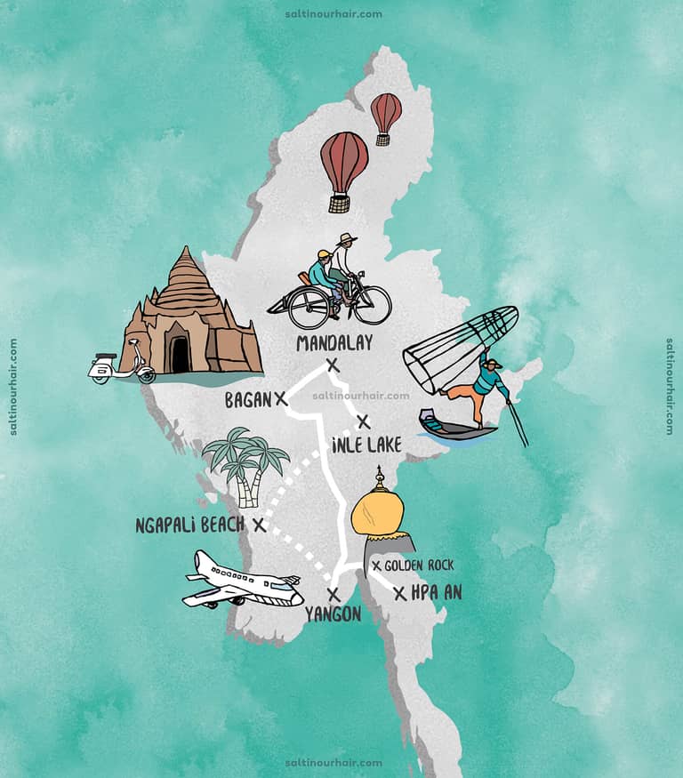 Kaart van Myanmar