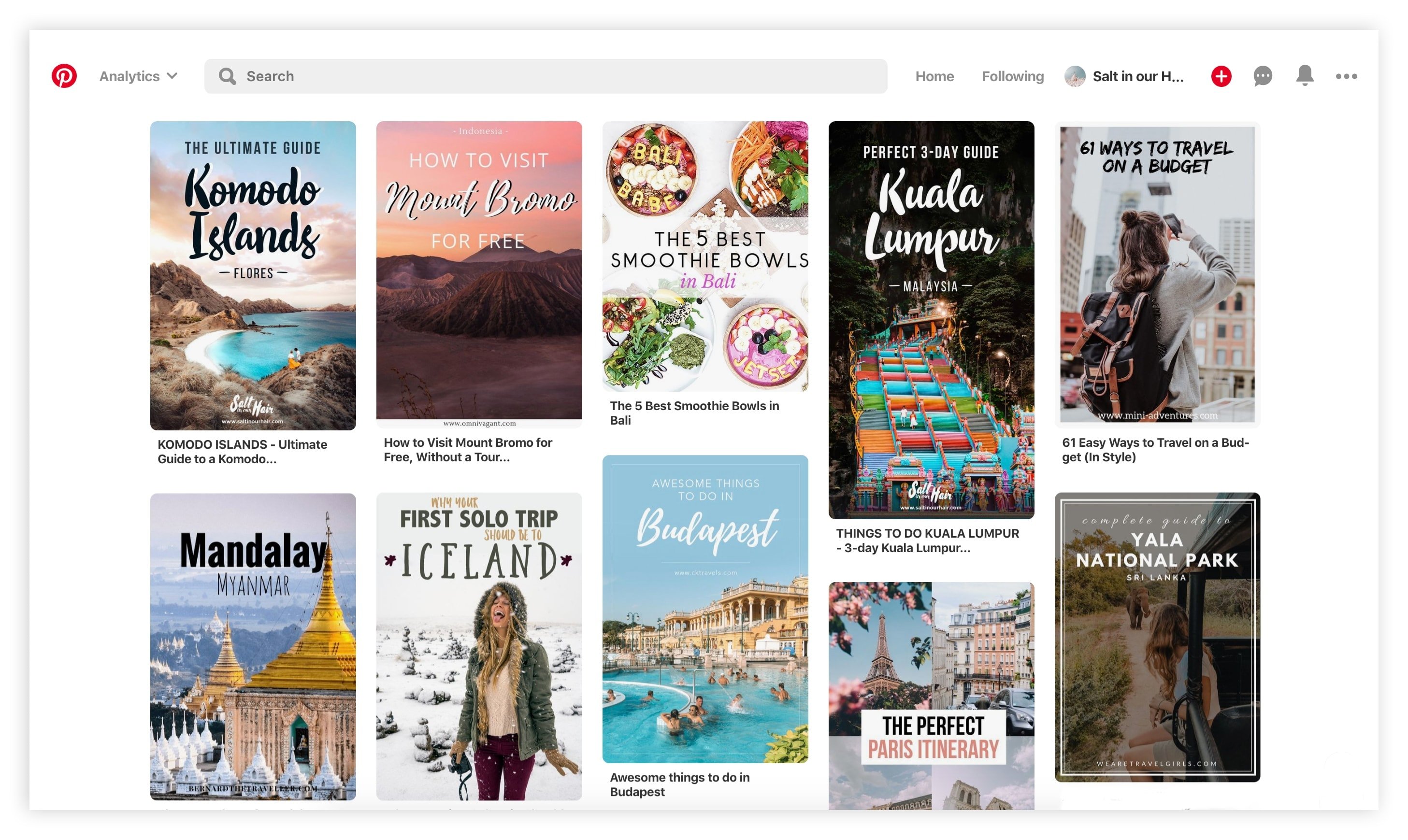 start a travel blog pinterest